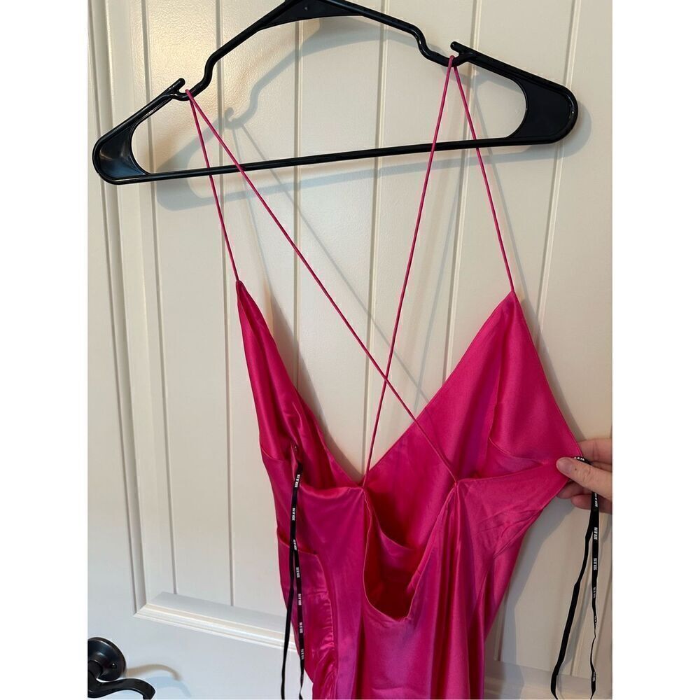 NWT SER.O.YA Retrofete Revolve Emma Pink Silk Slit Midi Dress Size L - Picture 9 of 13